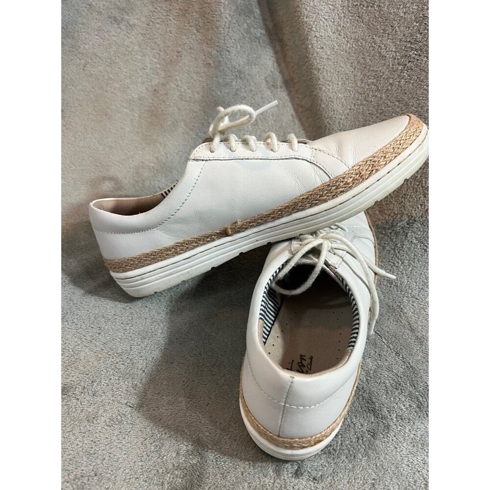 Clarks Collection Women’s 9 Marie Sneakers Sailing White Leather Shoes Beachy - Picture 3 of 10